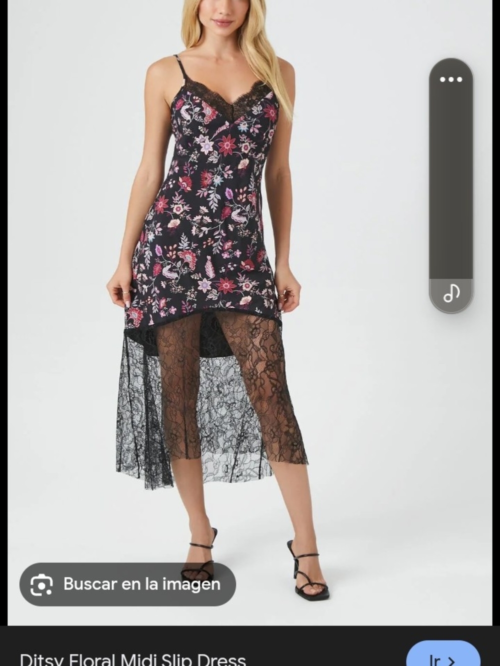 Forever 21 Black Floral Lace-Trim Maxi Slip Dress - Picture 3 of 4